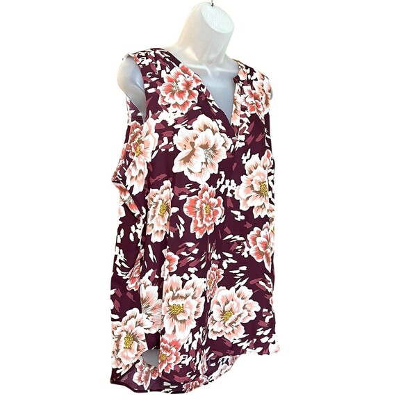 Maurice's Atwood Floral Tank Top Burgundy Combo Sz XXL Business Casual Pullover - Picture 6 of 10
